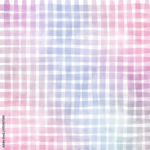 Pink Purple Gradient Plaid Gingham Madras Check Hand Drawn Background Pattern Overlay