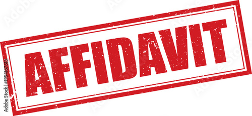 Red Affidavit Rubber Stamp Sign Mark Word Text Written in Grunge Vector in Grunge Border in Transparent Background, Svg, Png