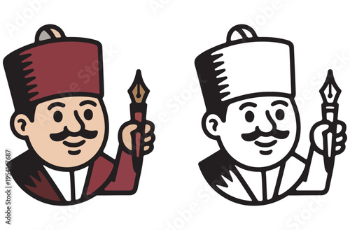 Vintage Writer Mascot Vector