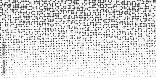Dot grid pattern vector illustration. Simple black white point background with small and large polka dots. Abstract futuristic dotted mesh with gradient effect. Geometric minimal digital design.