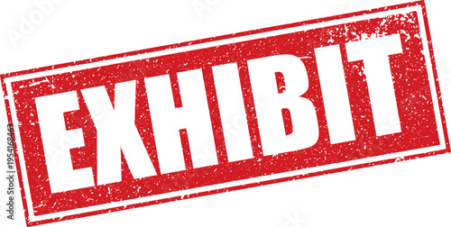 Red Exhibit Rubber Stamp Sign Mark Word Text Written in Reverse Grunge Vector in Grunge Border in Transparent Background, Svg, Png