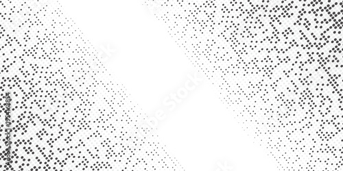 Dot grid pattern vector illustration. Simple black white point background with small and large polka dots. Abstract futuristic dotted mesh with gradient effect. Geometric minimal digital design.