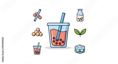 Boba tea with bubble straw.