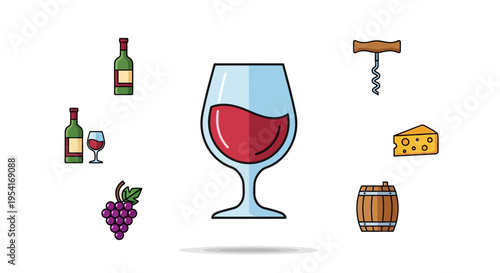 Wine Glass with Red Wine.