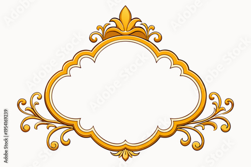 Ornate golden vintage baroque decorative frame border, vector