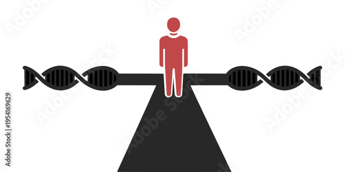 Person standing on a dna strand