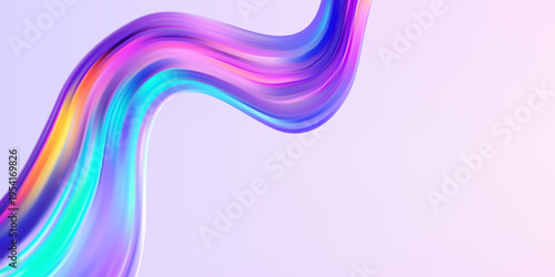 Abstract  holographic wave.Flow iridescent fluid.Dynamic spectrum ribbon.