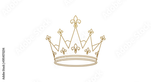Elegant gold crown icon on white background