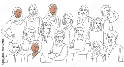 Diverse Group of Women Standing Together in Solidarity.