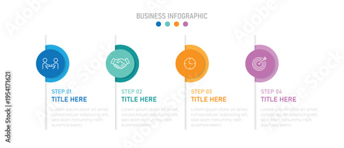 Business Infographic design with 4 steps or options. Template for graph, diagram, presentations slide.