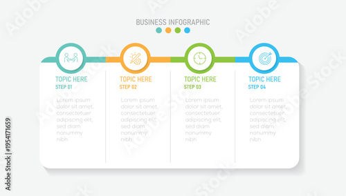 Modern Infographics design template. Business concept with 4 steps or options. Can be used for workflow layout, diagram, annual report, web design.