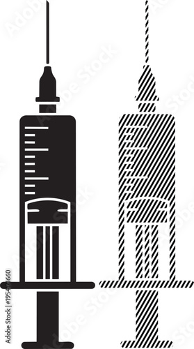 Comparison of a standard syringe and a large capacity syringe illustration