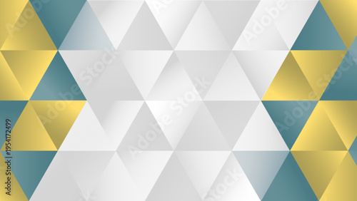 幾何学模様の三角形パターン背景、青と黄のアクセントが入ったシンプルな抽象フレーム素材