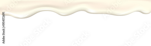 Yogurt wave realistic 3d texture, dripping cream.