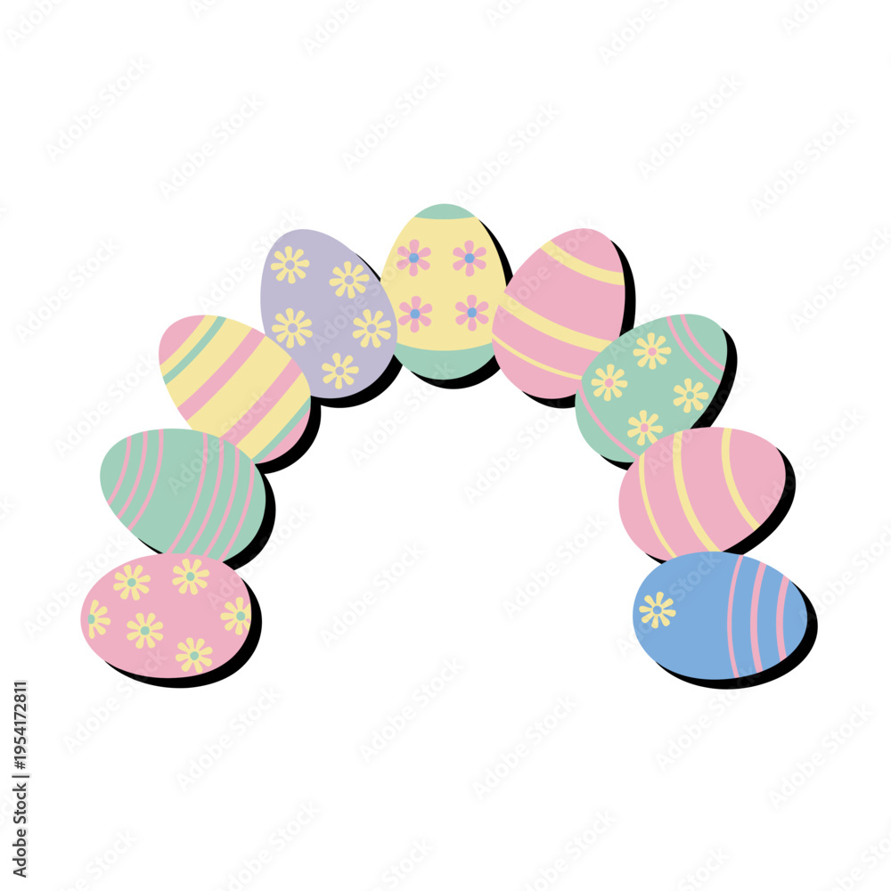 Fototapeta premium A colorful Easter egg arch on a white background