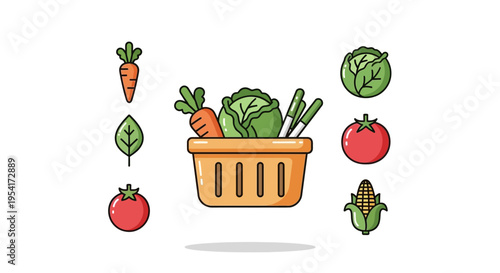 Vegetables in a basket with carrots.