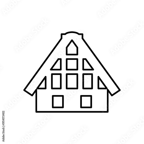 合掌造りの家のアイコン