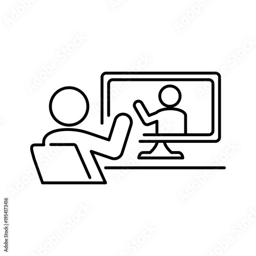 モニターでビデオ通話をしている人のアイコン