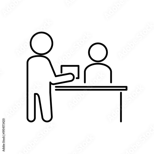 カウンターで受付をしている人のアイコン