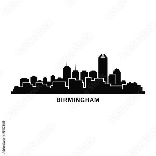 Birmingham City Skyline Silhouette Vector United Kingdom Urban Cityscape Illustration
