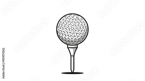 White dimpled golf ball perfectly balanced on a wooden tee ready for a powerful drive on a professional sports course.