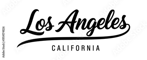 Los Angeles, California is stylishly represented in a classic black and white design. USA city vector badge – flat style design emblem label sticker, transparent background
