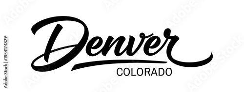 Denver, Colorado is stylishly represented in a classic black and white design. USA city vector badge – flat style design emblem label sticker, transparent background