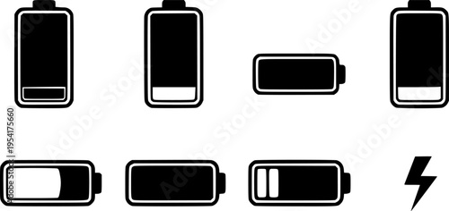 Battery icon set vector. battery charging symbol, battery charge level vector
