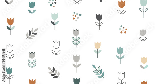 Colorful floral pattern with various flowers.