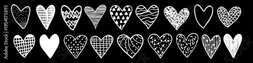 Hand drawn doodle hearts sketch collection isolated on white background. modern vector icons for love, scrapbooking, print and web design.
