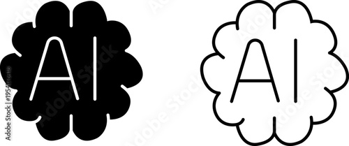 Icon logo representing artificial intelligence with two color variations, showcasing modern design and technology themes