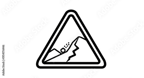 Warning sign for falling rocks and landslides.