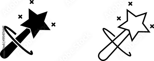 Magic wand icons used for various purposes in design and branding during the digital age