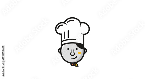 Smiling Cartoon Chef Hat Head.