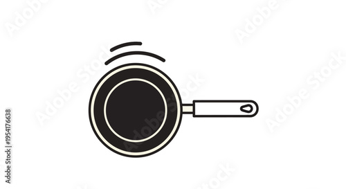 Simple line art frying pan icon.