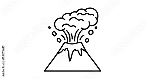 Volcano erupting with smoke and ash cloud illustration.