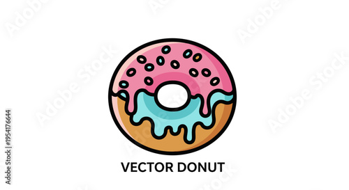 Colorful Donut with Pink Frosting.