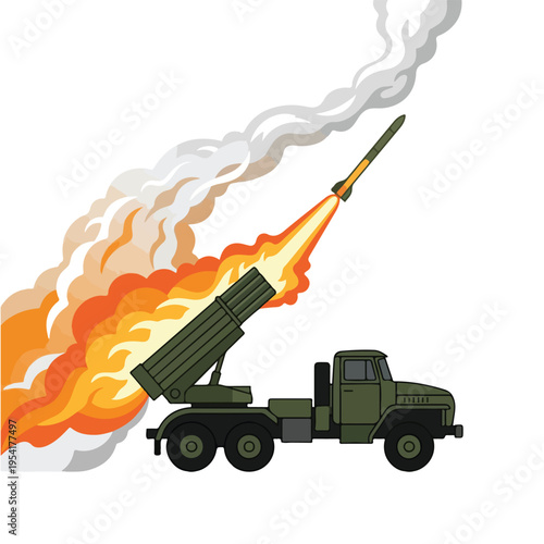 vector flat missile launcher vehicle launching a missile 9