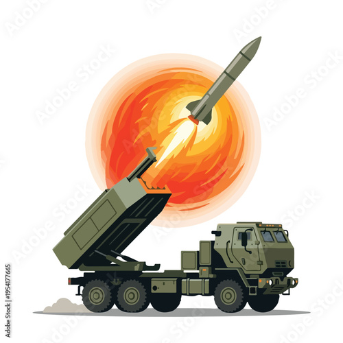 vector flat missile launcher vehicle launching a missile 3