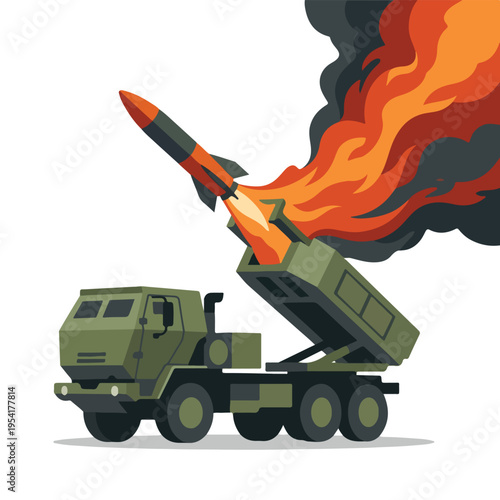 vector flat missile launcher vehicle launching a missile 008