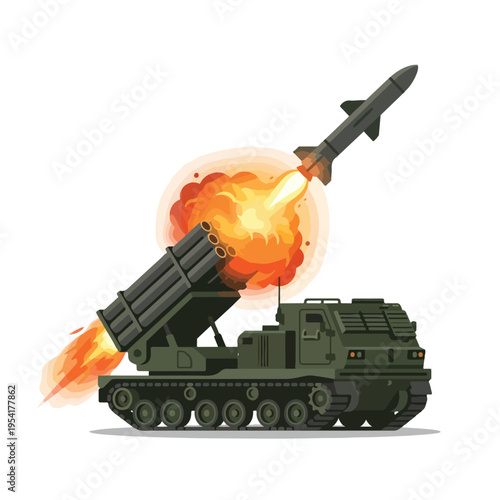 vector flat missile launcher vehicle launching a missile 04