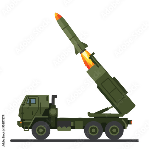 vector flat missile launcher vehicle launching a missile 006