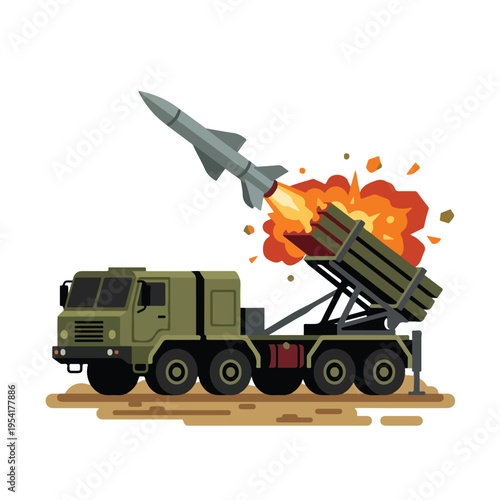 vector flat missile launcher vehicle launching a missile 03