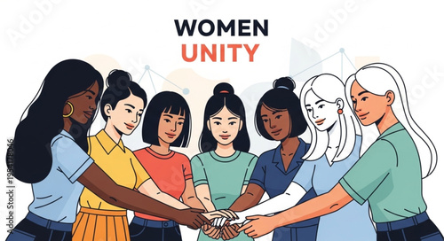 Diverse group of women showing unity and strength together.