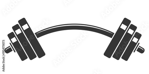 Silhouette of a Curved Barbell With Weight Plates weightlifting
