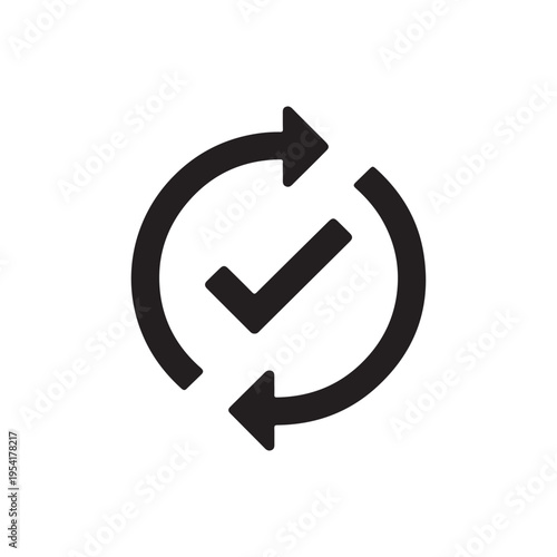 Checkmark with Circular Arrows Approval and Process Cycle Icon Stock Graphic