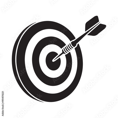 Dartboard with Dart in Bullseye Symbolizing Success and Precision Vector Graphic