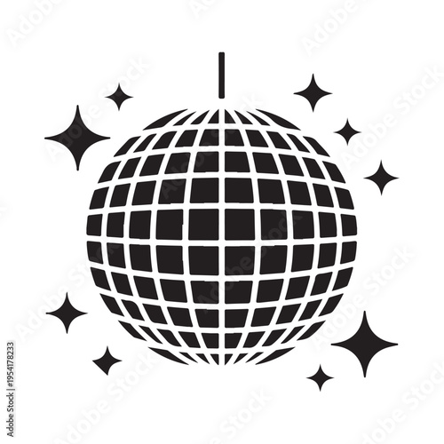 Disco Ball with Sparkles Graphic Element Party Celebration Decoration Nightclub Entertainment Icon