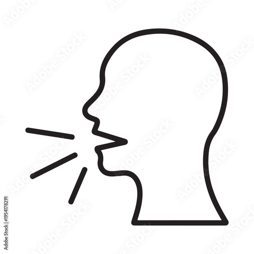 Head Outline Speaking Sound Waves Communication Concept Icon