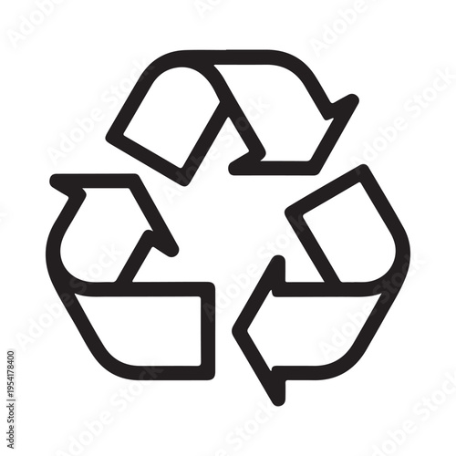 Recycle Symbol Icon Arrow Loop Line Art Minimalist Graphic Element
